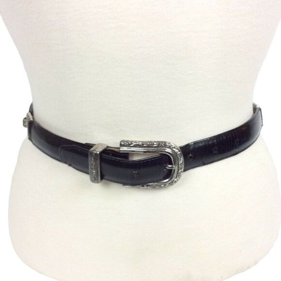 Brighton Ladies Belt Medium Brown Faux Tortoise Shell Links Black Leather 90s - Picture 2 of 8